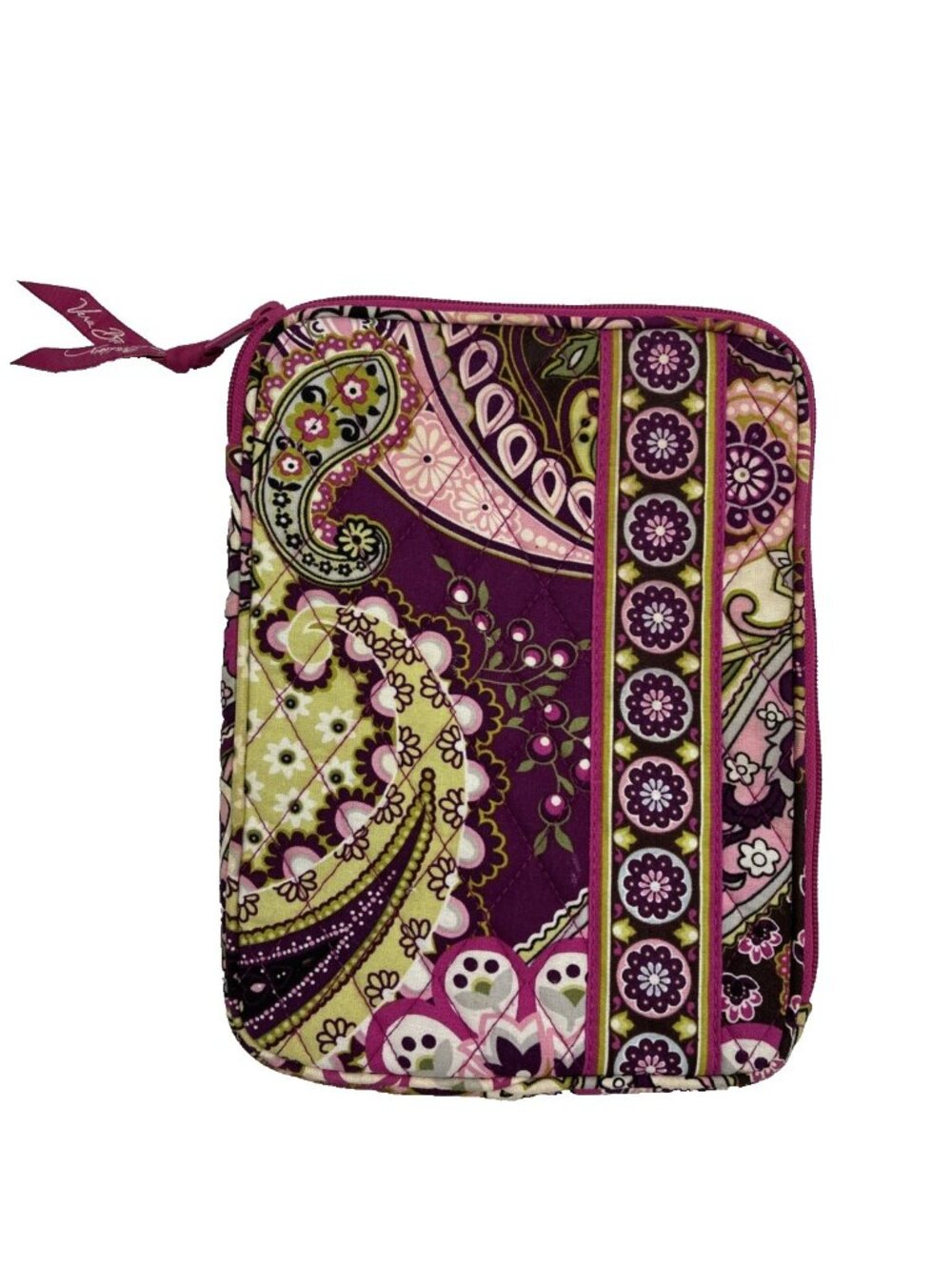 Vera Bradley Tablet Sleeve Cover Paisley Pink Purple Quilted Zip Case